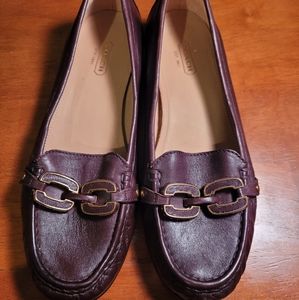 Coach Leather Penny Loafers, Brown, Size 10